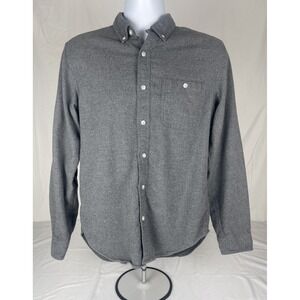 J CREW SHIRT MENS MEDIUM GREY FLANNEL WOOL BLEND ELBOW PATCH BUTTON DOWN CASUAL